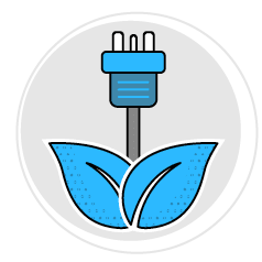 A blue and white image of a power cord plugged into a socket. AI generated content