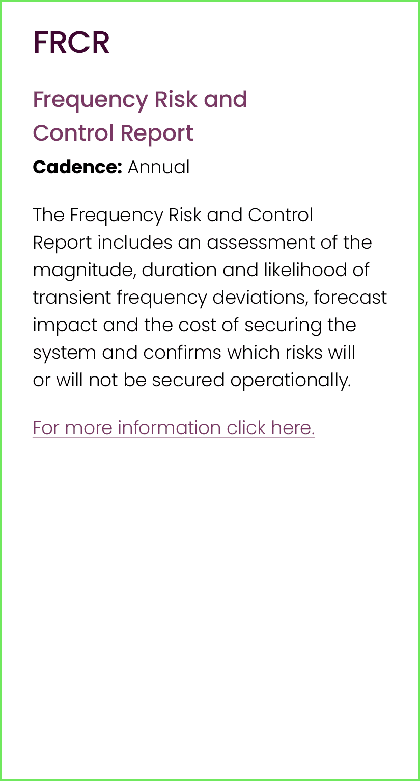 FRCR Frequency Risk and Control Report Cadence: Annual The Frequency Risk and Control Report includes an assessment o...