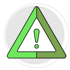 A green triangle with a yellow exclamation mark in the center. AI generated content