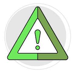 A green triangle with a yellow exclamation mark in the center. AI generated content