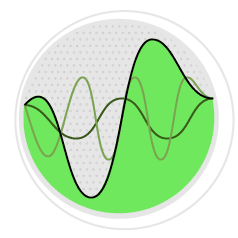 A green and white graph is displayed in a circle. AI generated content