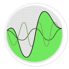 A green and white graph is displayed in a circle. AI generated content