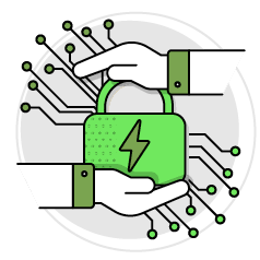 A hand holding a lock with a green case. AI generated content