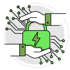 A hand holding a lock with a green case. AI generated content