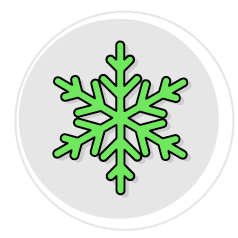 A green snowflake on a white background. AI generated content