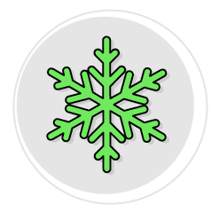 A green snowflake on a white background. AI generated content