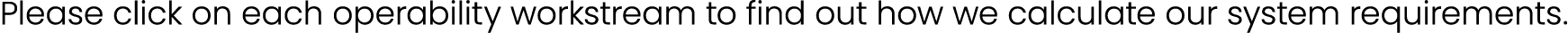 Please click on each operability workstream to find out how we calculate our system requirements. 