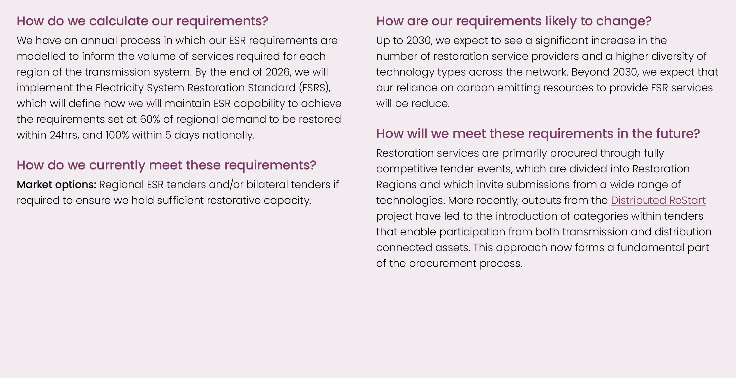 How do we calculate our requirements? We have an annual process in which our ESR requirements are modelled to inform ...