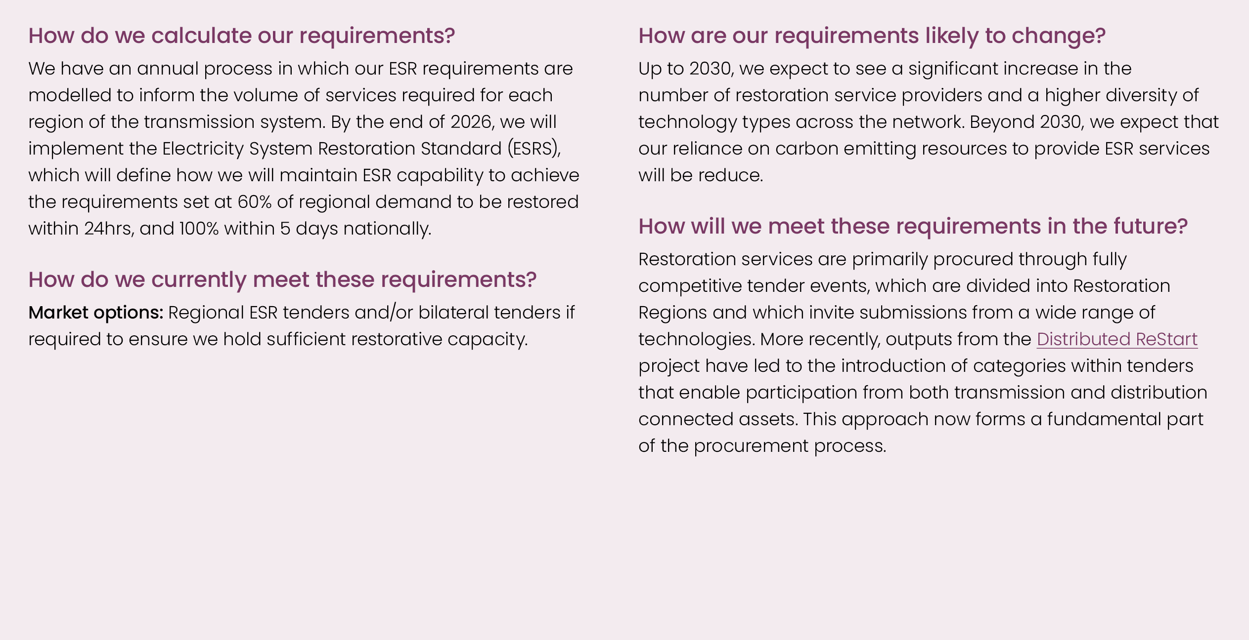 How do we calculate our requirements? We have an annual process in which our ESR requirements are modelled to inform ...