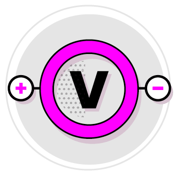 A pink circle with a black V on it. AI generated content