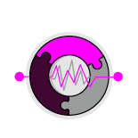A pink and purple circle with a wave pattern and a heart. AI generated content