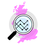 A magnifying glass is shown over a map of the United Kingdom. AI generated content