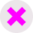 A pink circle with a white x in it. AI generated content