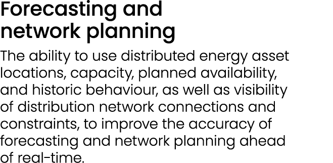 Forecasting and network planning The ability to use distributed energy asset locations, capacity, planned availabilit...
