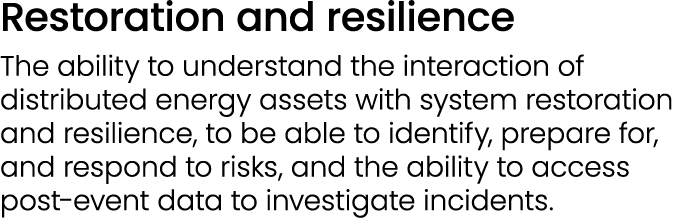 Restoration and resilience The ability to understand the interaction of distributed energy assets with system restora...